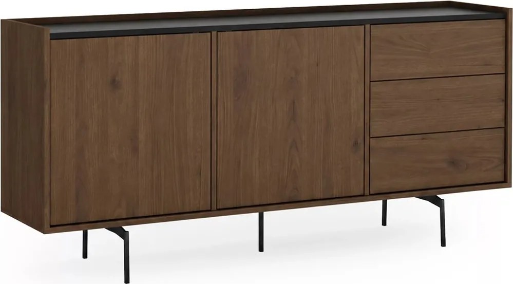 Komoda Zenar 170 cm z szufladami - orzech elegant / czarny