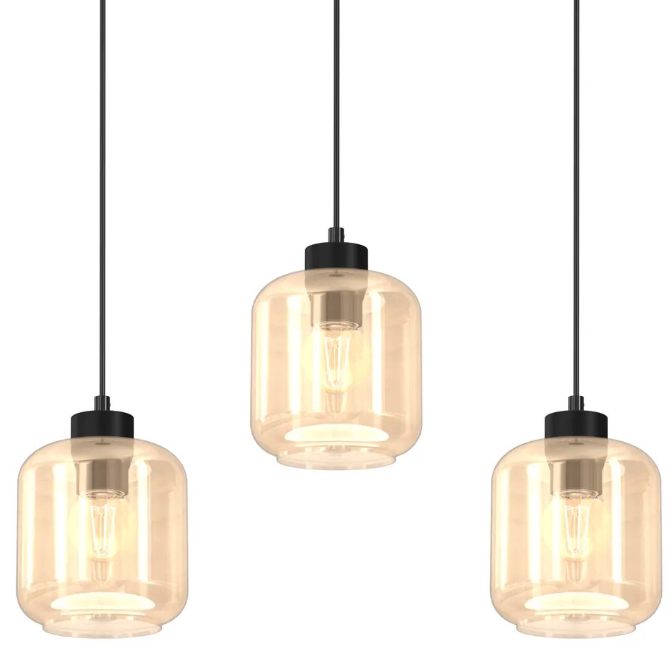 Lampa wisząca SOMBRA AMBER 3xE27, potrójna, 3 klosze, na listwie