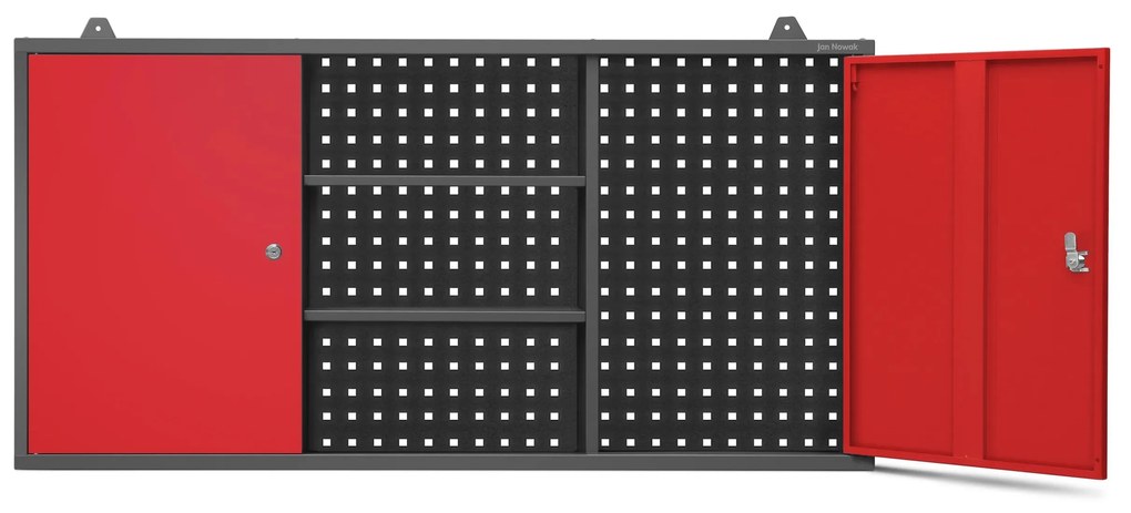 Szafka garażowa wisząca BEN, 1200 x 600 x 200 mm, antracytowo-czerwona   