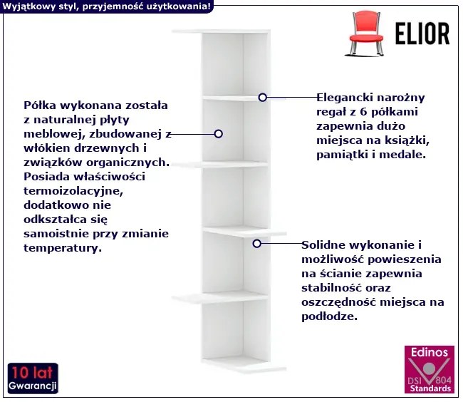 Biała Narożna Półka Ścienna G0-W70