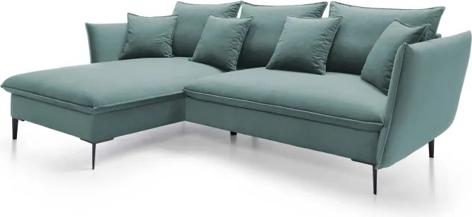 Narożnik GLOSS Lewostronny z funkcją spania, zestaw z poduszkami wolnostojący tkanina RIVIERA 80 Jasny szary WERSAL