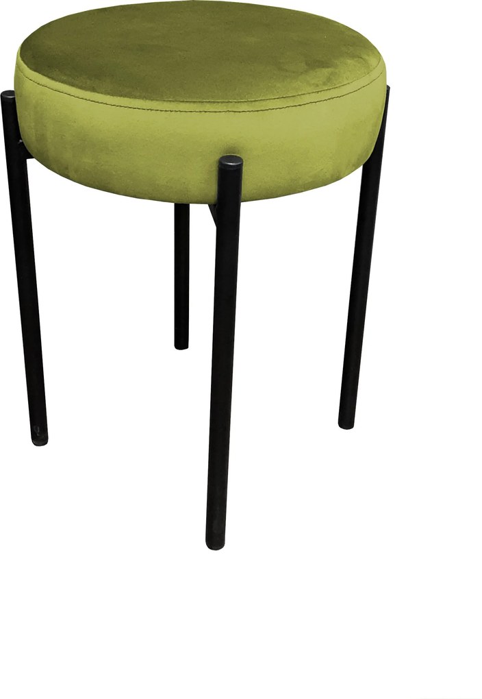 Taboret DIOR stelaż metalowy tkanina Welur : Kolor Stelaża - Czarny , Kolor tkaniny - VELVET - BL75, Typ tkaniny - Velvet