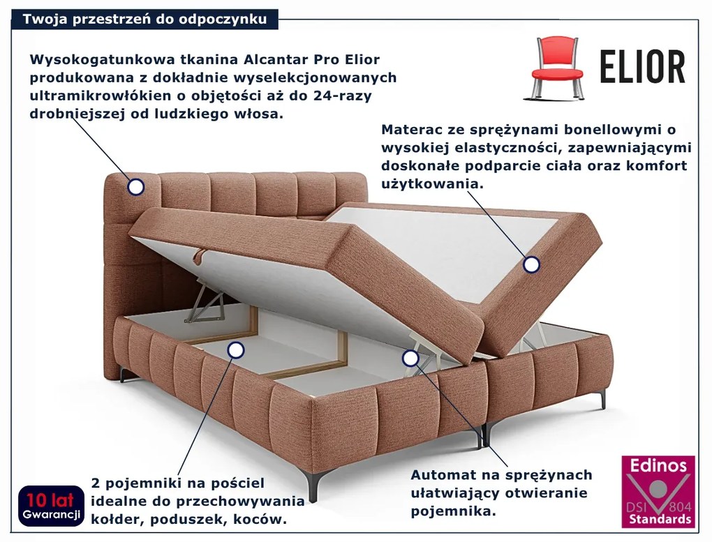 Pomarańczowe łóżko kontynentalne z zagłówkiem 5 rozmiarów H1-N21