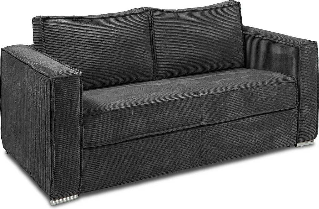 Kanapa 4-osobowa rozkładana typu express z antracytowego sztruksu - Miejsce do spania 160 cm - Materac 14 cm - LORETO