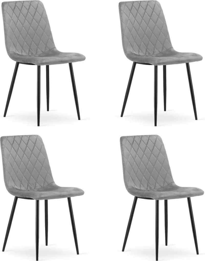 Szare aksamitne krzesło TURIN z czarnymi nogami