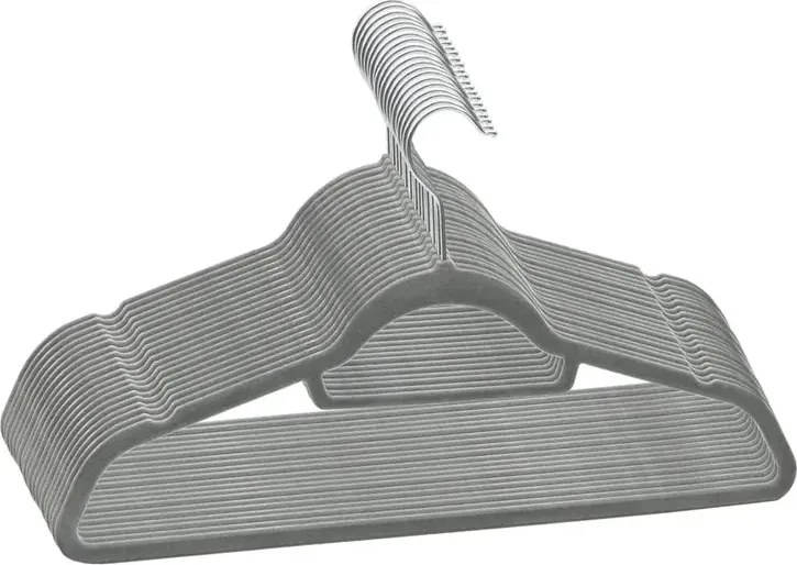 Zestaw 20 szt. aksamitnych szarych wieszaków F3-D65