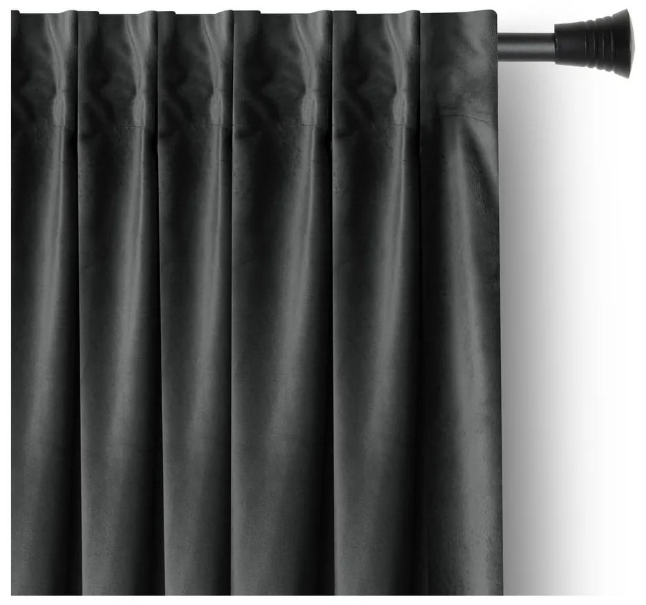 Szara aksamitna zasłona częściowo zaciemniająca (dimout) 140x270 cm – Restilo