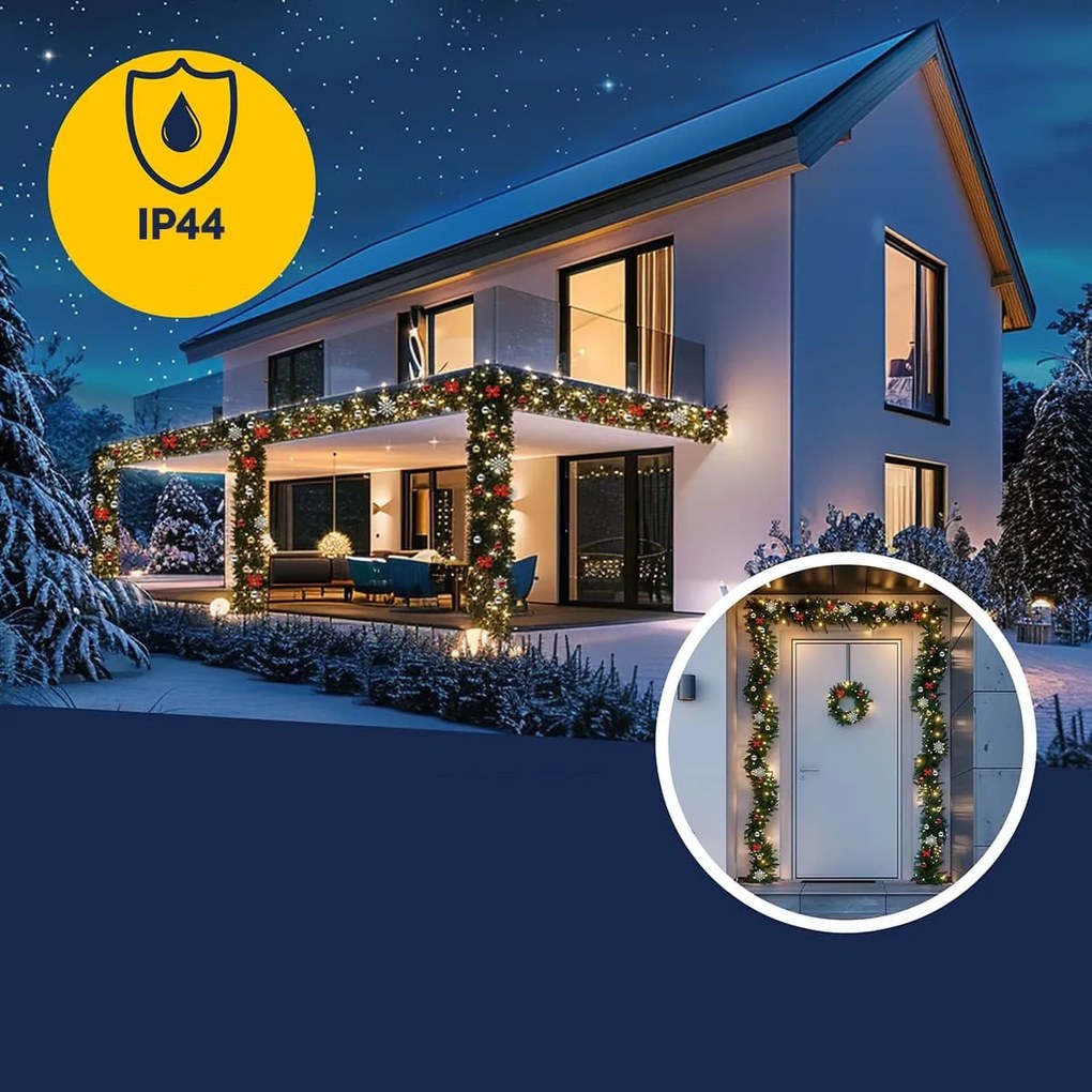 Girlanda świąteczna ANDREA z oświetleniem, ozdobiona, 10m, zielona Casaria