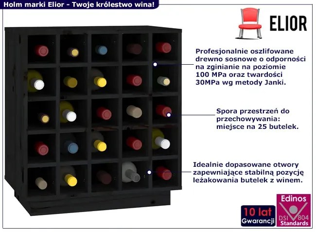 Czarna klasyczna szafka na wino Erys