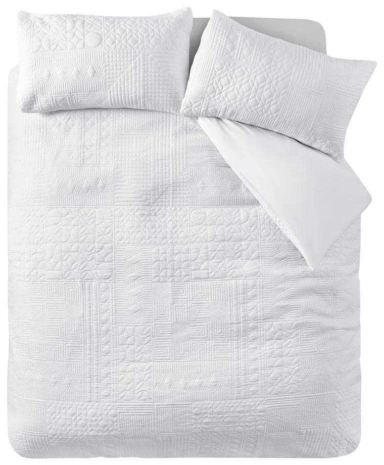 Biała pościel dwuosobowa 230x220 cm Folkstone Geo – Catherine Lansfield