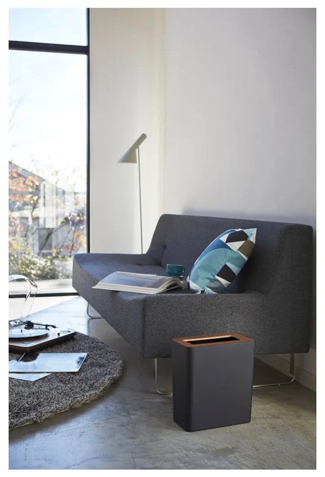 Czarny biurowy stalowy kosz na śmieci 10 l Rin – YAMAZAKI