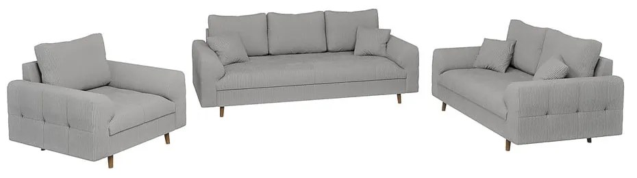 Jasnoszara sztruksowa sofa 150 cm Ariella – Ropez