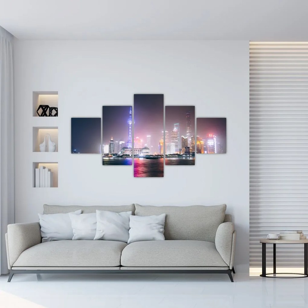 Obraz Szanghaju nocą (125x70 cm)