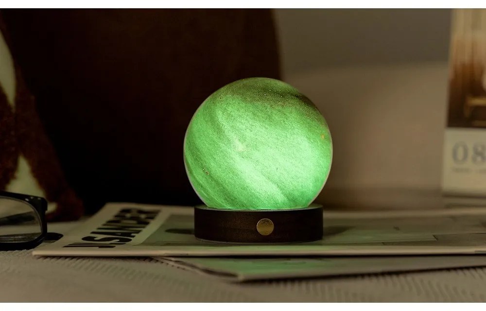 Lampa stołowa LED w ciemnym naturalnym kolorze ze szklanym kloszem (wysokość 9 cm) Sand Storm – Gingko