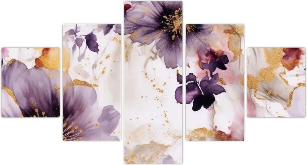 Obraz - Kwiaty akwarelowe (125x70 cm)