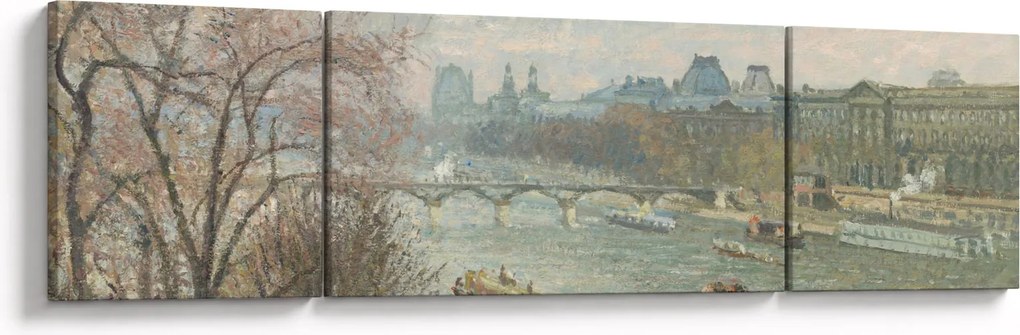 Obraz - Camille Pissarro, The Louvre, Afternoon, Rainy Weather, reprodukcje (170x50 cm)