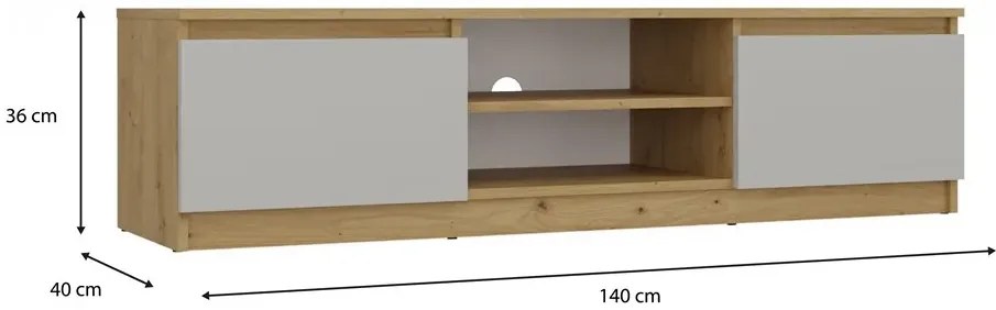 Stylowa szafka pod telewizor 140 cm dąb artisan + kaszmir K8-D88