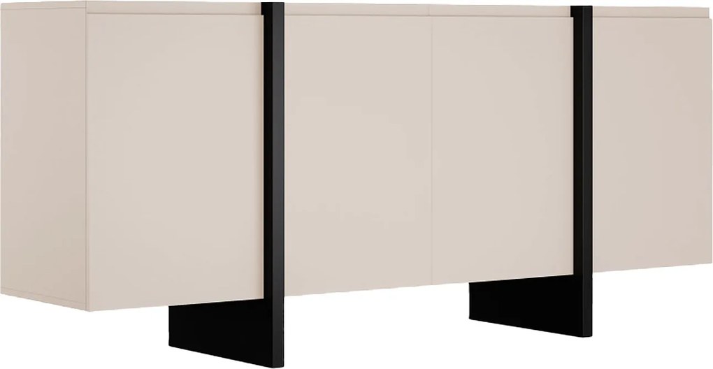 Komoda 4-drzwiowa z MDF - Beżowy i Czarny - LUVONIA