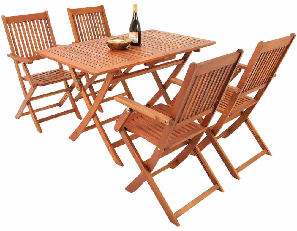 Zestaw wypoczynkowy SYDNEY, 5-częściowy, naturalne drewno Casaria