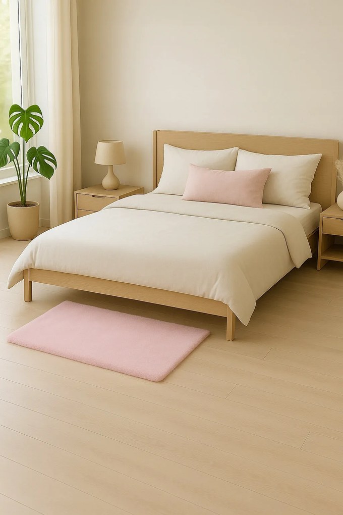 Dywan Futrzany Różowy 60x90 cm Włochaty Miękki Dekoracyjny Antypoślizgowy