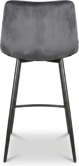Szare krzesło barowe MILA VELVET z czarnymi nogami
