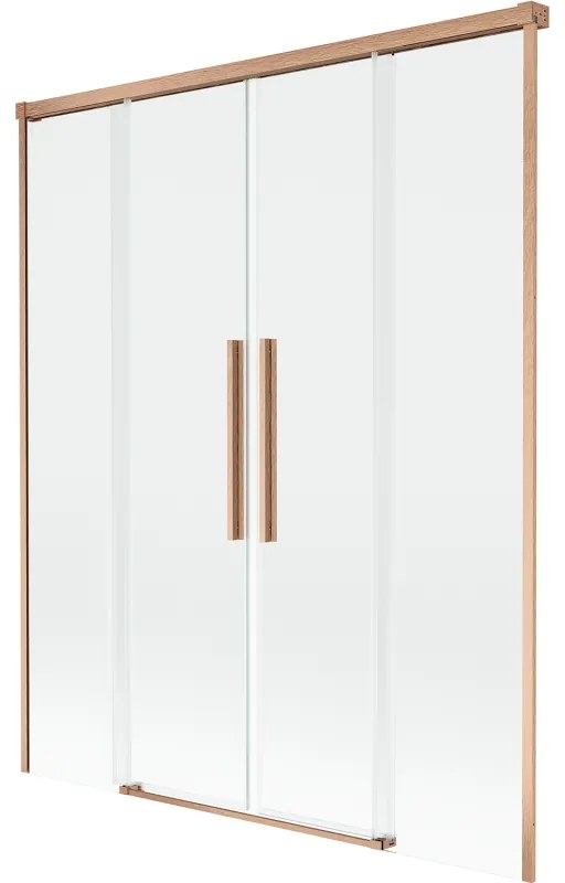 Mexen Rox parawan nawannowy 2-skrzydłowy rozsuwany 160 x 150 cm, transparent, miedź szczotkowana - 8C9-160-002-65-00