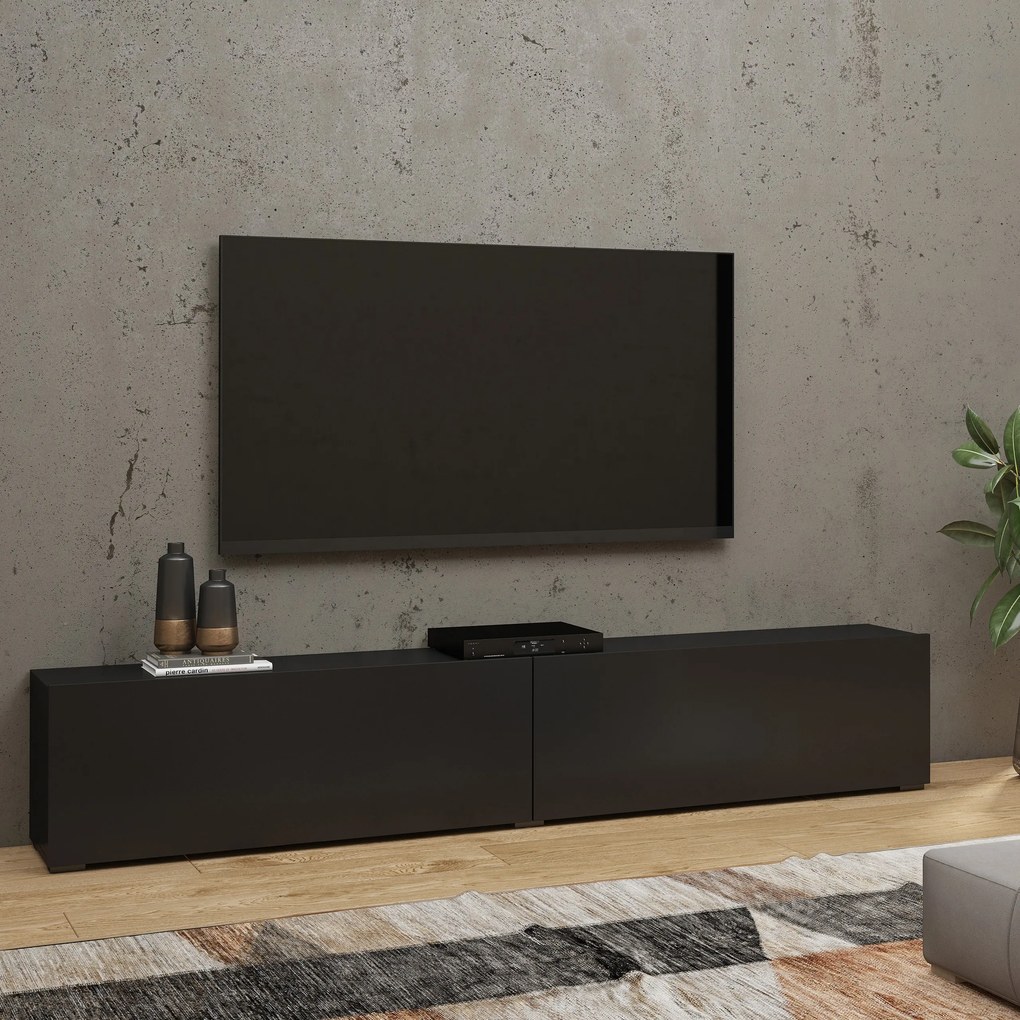 Szafka RTV stojąca AURORA 180 cm do Salonu pod Telewizor - Czarny