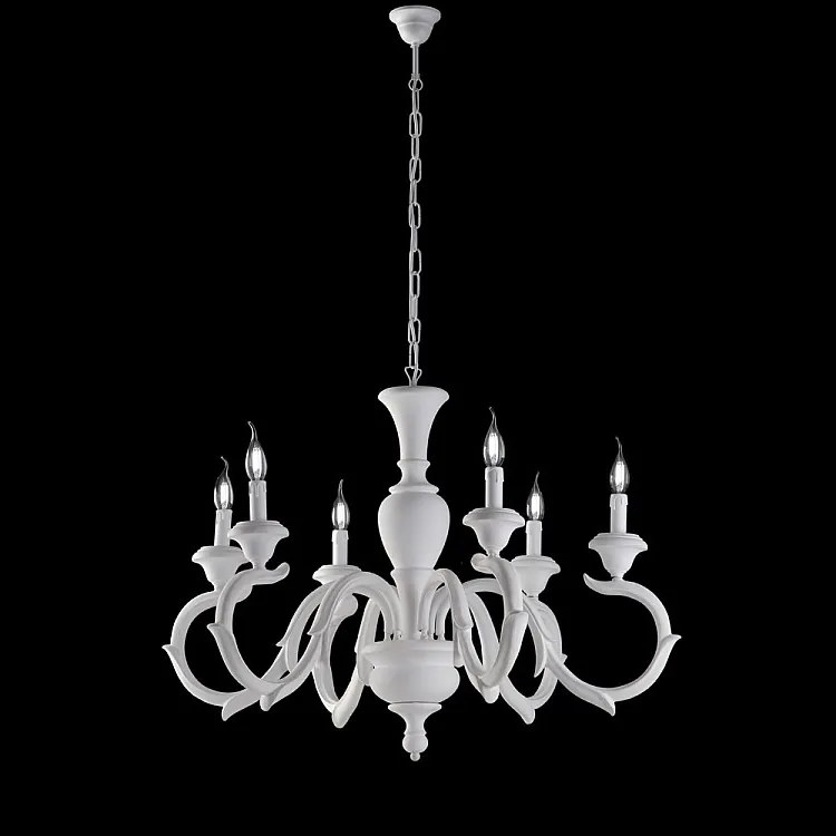 Żyrandol Fiorenza Shabby White Wooden 6 Lights 125 Ø91 BL172-6-BCO