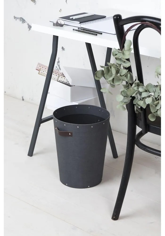 Czarny biurowy kosz na śmieci Aries Canvas Paper Laminate – Bigso