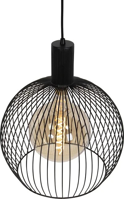 Designerska okrągła lampa wisząca czarna 40 cm - Dos