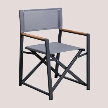Zestaw 4 Składanych Krzeseł Reżyserskich Do Ogrodu Z Aluminium I Drewna Tekowego Jordana Gris Antracita - Sklum