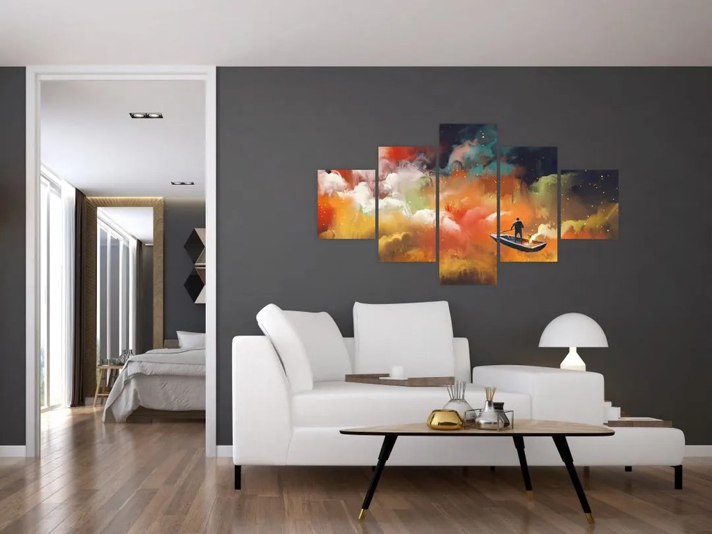 Obraz - człowiek unoszący się w kosmosie (125x70 cm)