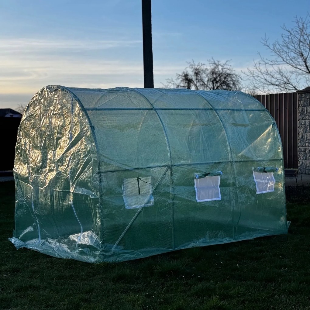 Tunel foliowy ogrodowy GHT-300200 - szklarnia ogrodowa z oknami, 3x2 m, 6 m2