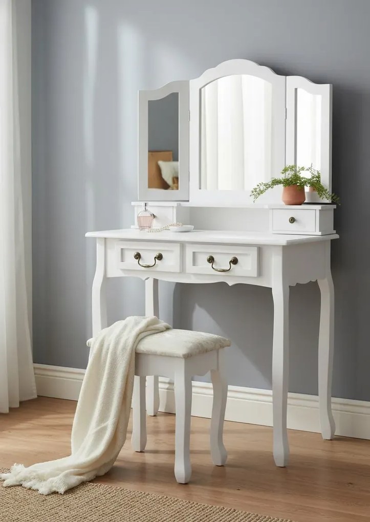 Biała toaletka ze stołkiem L3-D50