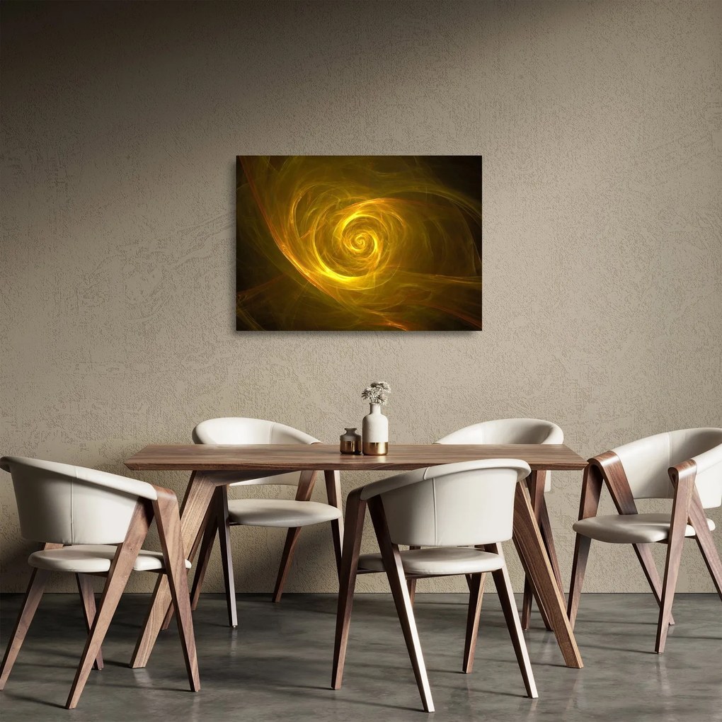 Obraz na szkle - abstrakcyjna żółta spirala (70x50 cm)