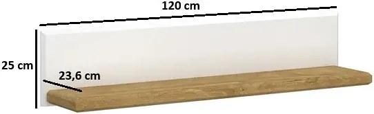 Skandynawska półka ścienna biały + dąb harbor E2-W49