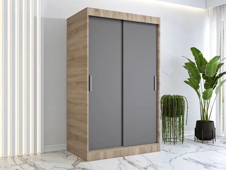 Szafa przesuwna dąb sonoma + antracyt 120 cm - Erco 3X