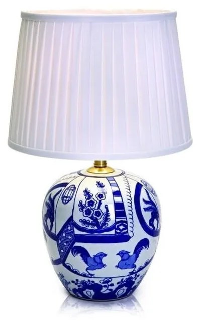 Niebiesko-biała duża lampa stołowa Markslöjd Goteborg, wys. 48 cm