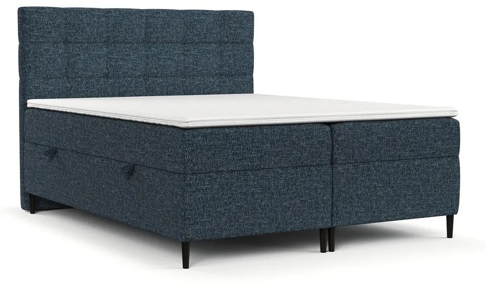 Ciemnoniebieskie łóżko boxspring ze schowkiem 160x200 cm Urbaneo – Maison de Rêve