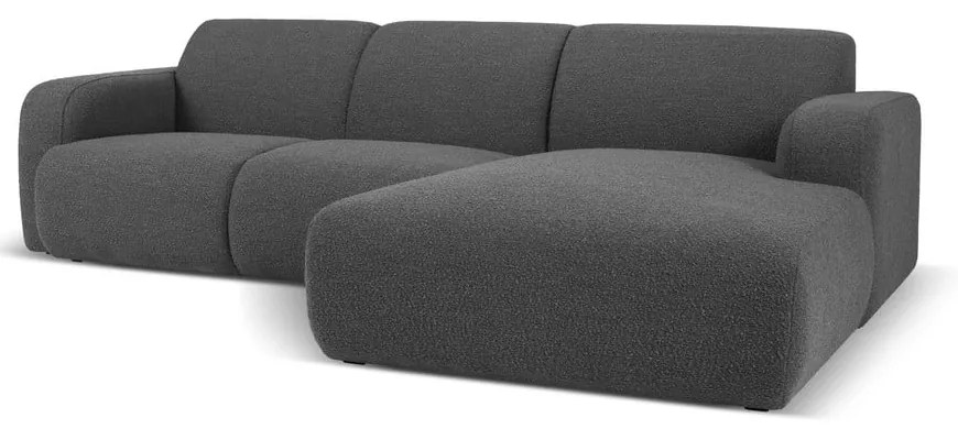 Ciemnoszary narożnik z materiału bouclé (prawostronny) Molino – Micadoni Home