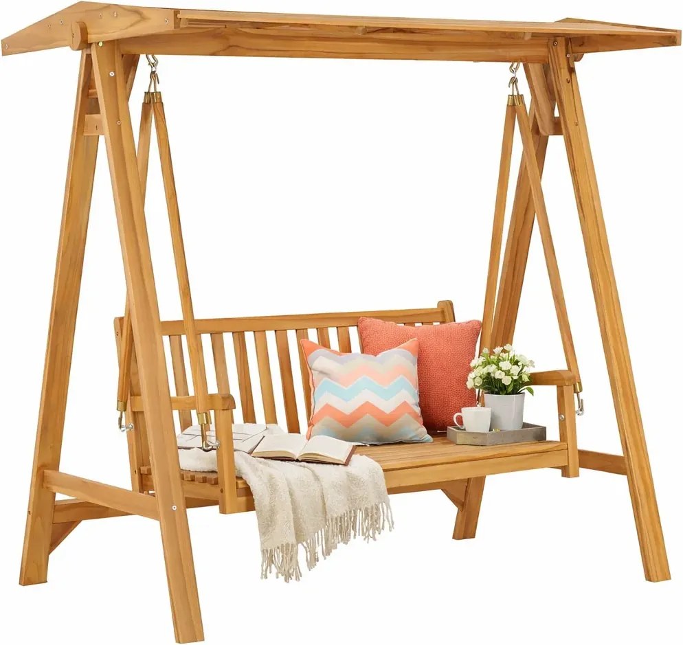 Drewniana huśtawka ogrodowa wolnostojąca H6-F91