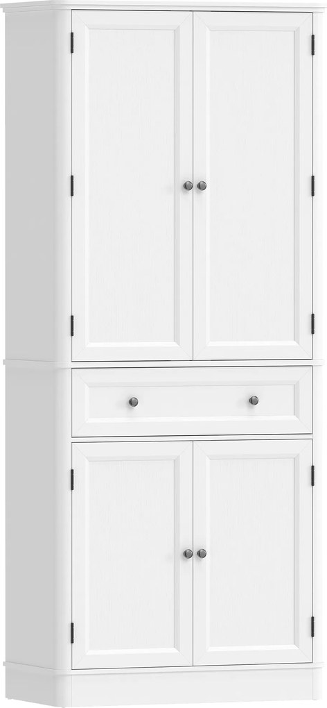 HOMCOM Szafka kuchenna z 4 drzwiami, szufladą i regulowanymi półkami do kuchni, 80 x 39,5 x 186,4 cm biały | Aosom PL