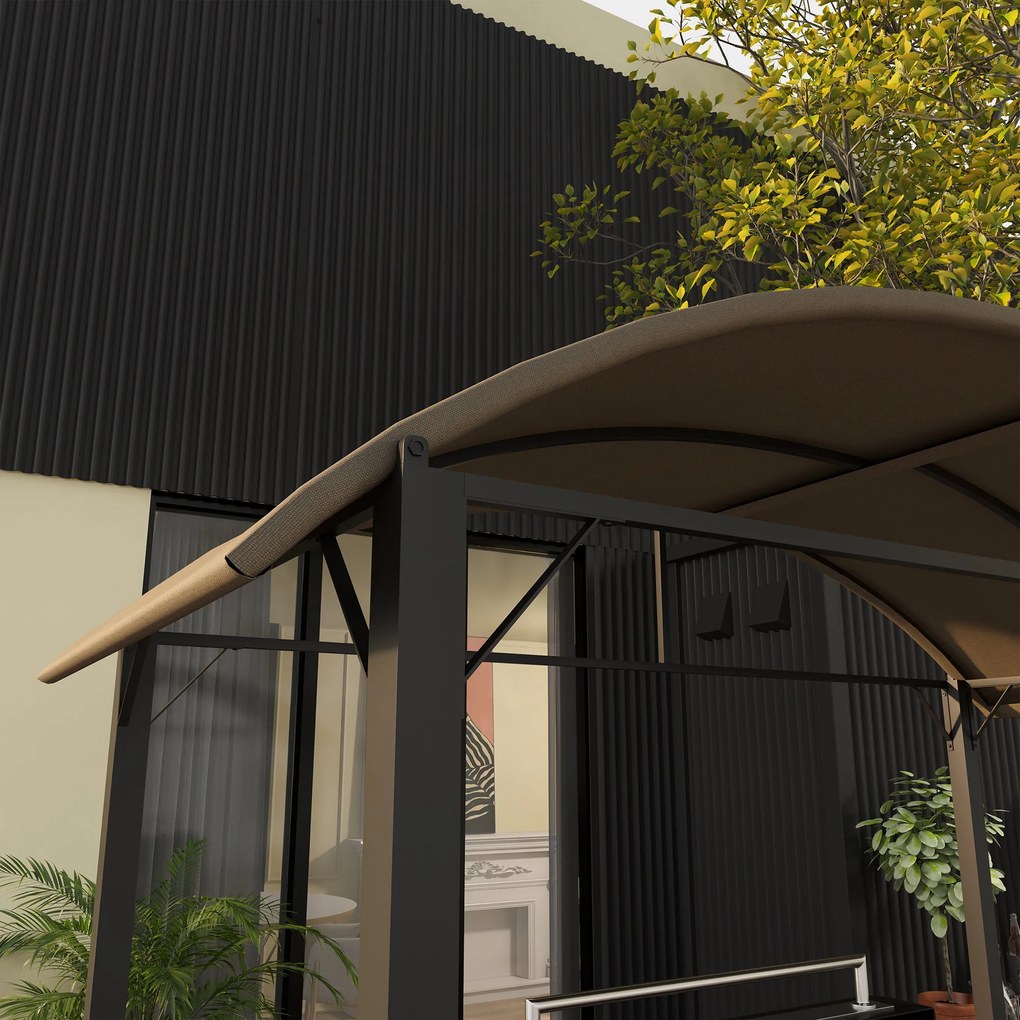 Outsunny Grillpavillon, 2 boczne półki, haki, konstrukcja stalowa, 1,1 x 2,3m, Khaki