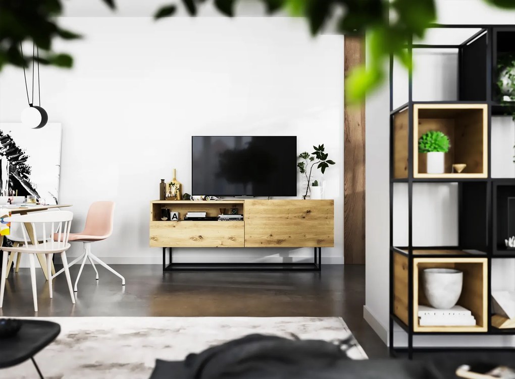 Szafka RTV na płozach Enjoy z półką i szufladą dąb artisan
