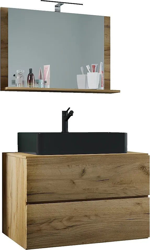 umywalka do mebli łazienkowych Lendas Dąb miodowy W. 124 x S. 80 x G. 52 cm