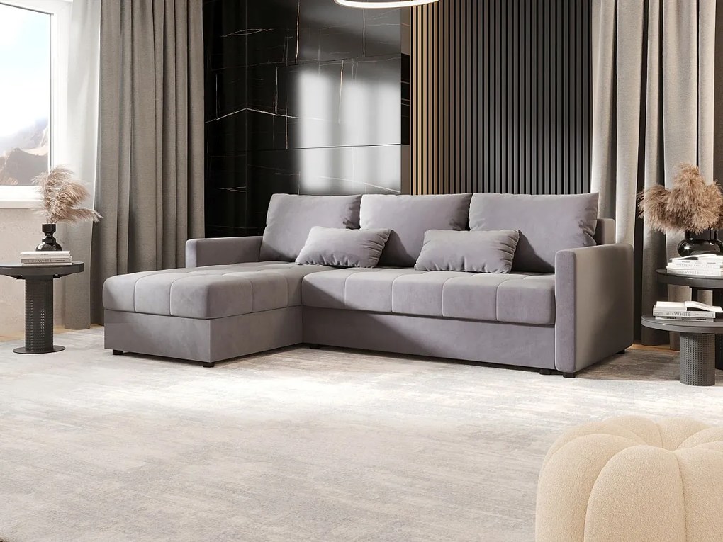 BEDANTE narożnik MOS L BIS Itaka 50 szary prawa z funkcją spania sofa w kształcie litery L z pojemnikiem na pościel sofa do salonu kanapa sofa rozkładana
