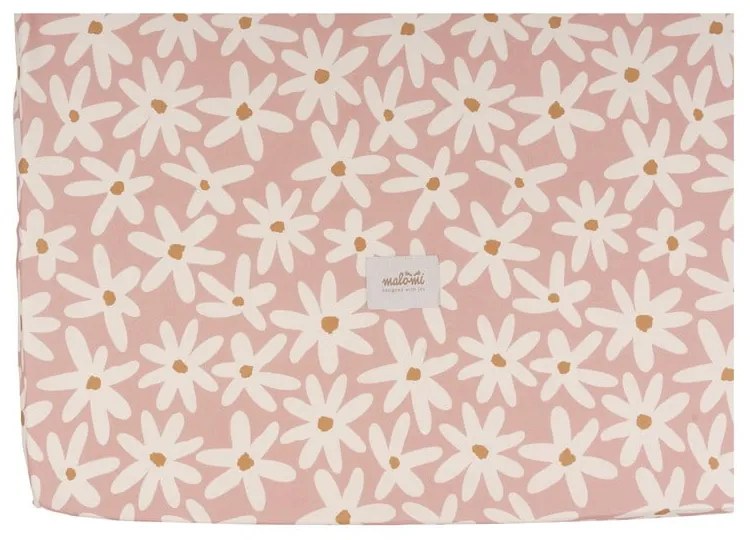 Bawełniane dziecięce prześcieradło z gumką do łóżeczka 80x160 cm Blush Daisies – Malomi Kids