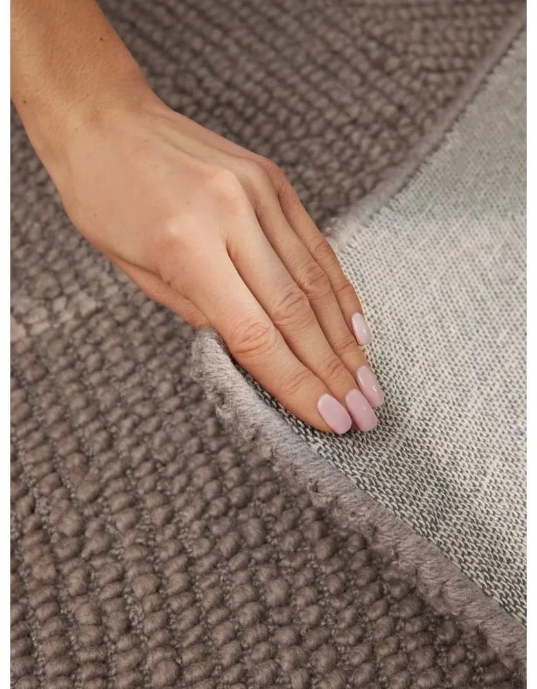 Szarobrązowy wełniany dywan tkany ręcznie 80x150 cm Eleni Taupe – Hanse Home
