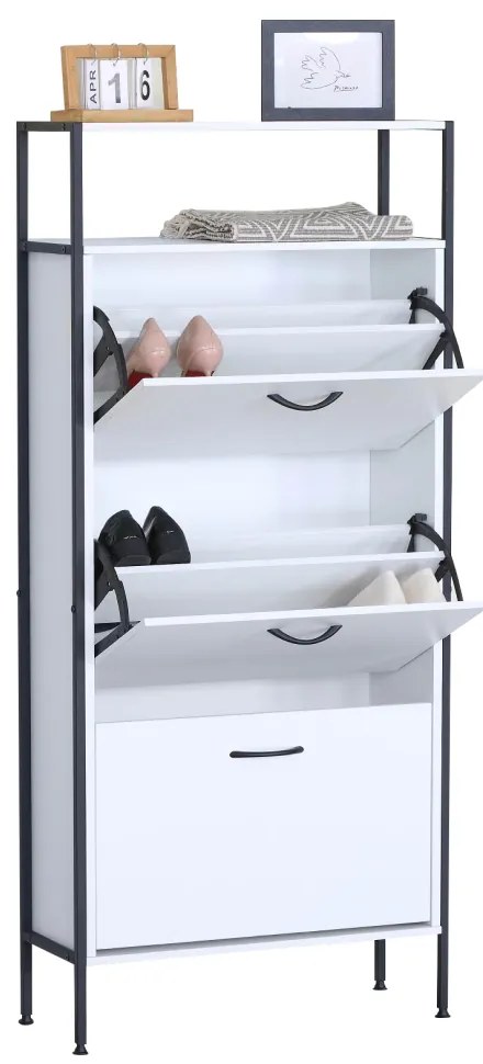 Szafka na buty TREDIS, 3 półki, biały