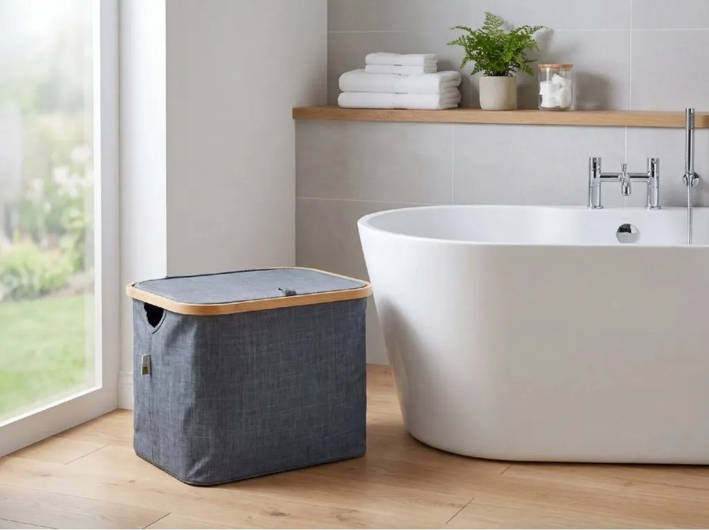 Kosz na pranie NOLVIO 40 L, niebieskoszary